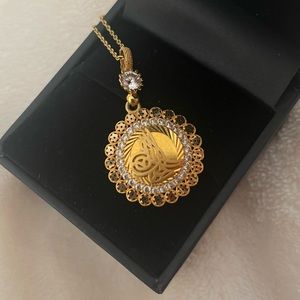 Ottoman Tughra 8k gold pendant necklace